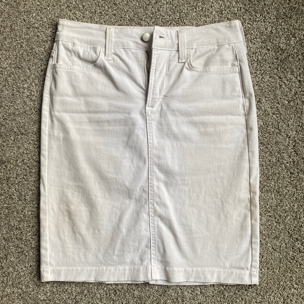 White pencil jean skirt